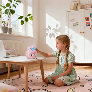 Juguete de Peluche con Rostro de Vinilo con IA, Llavero Educativo Inteligente para el Aprendizaje del Inglés, Juguetes de Peluche con Ojos LED Hechos de Poliéster y Nailon - Product Image 5