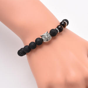 Pulseras <span class=keywords><strong>de</strong></span> piedra <span class=keywords><strong>de</strong></span> Lava <span class=keywords><strong>de</strong></span> 8mm con ojo <span class=keywords><strong>de</strong></span> Tigre, dijes <span class=keywords><strong>de</strong></span> plata, cuentas <span class=keywords><strong>de</strong></span> Buda <span class=keywords><strong>de</strong></span> piedra volcánica, pulsera tejida con cuentas ajustables - Product Image 5