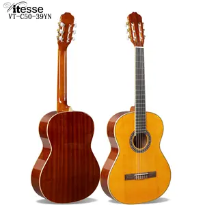 Özel yapılmış sarı Premium acemi İspanya klasik Guitare ladin üst Sapele geri 39 "klasik gitar çocuklar ve yetişkin için