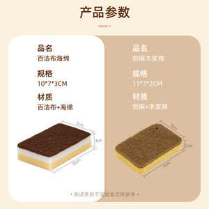 Three Layer High Density Dishwashing <b>Sponge</b> Rectangle Scouring Pad Kitchen Cleaning Pot Scrubber - Product Image 5