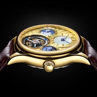 Montre mécanique Aesop 7017 de luxe en acier inoxydable saphir chronographe phase de lune squelette tourbillon pour homme