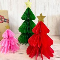Décoration de Noël en papier nid d'abeille, arbre de Noël en papier 3D, centre de table, décoration suspendue pour Noël