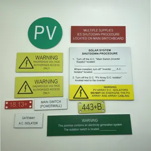 Laser engraved PV solar disconnect labels stickers kits Australia standard compliant sticker set for solar PV installation