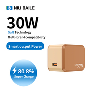 NIUBAILE Chargeur rapide Type-C 30W PD3.1/PD3.0 avec câble de 1,8 m, design pliable, coque en ABS ignifuge, protection OVP/OCP, respectueux de l'environnement