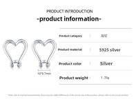 Clips d'oreille tendance rétro décontractés haut de gamme pour femmes, en forme de cœur, en argent 925, pour fête d'anniversaire