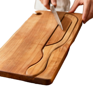 Grande planche à découper en bois durable, surface de préparation alimentaire sûre, écologique, design style bloc de boucher - Product Image 1