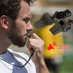 3 in 1 Emergency Survival Whistle Compass <b>Thermometer</b> Referee Cheerleading Whistle Camping Hiking Outdoor Multifunction Whistle - Product Image 6
