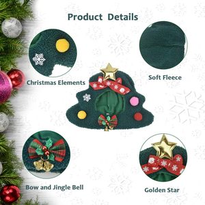 Christmas Dog Hat With <b>Tree</b> Design Fleece Warm Winter Headband For Pets Size M 10-15 Lbs - Product Image 5