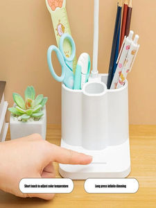 USB wiederauf ladbare 800mA LED Schreibtisch lampe Dreifarbige Temperatur Umwelt freundlicher Stift halter Touch Learning Office Tisch lampe für das Studium - Product Image 5