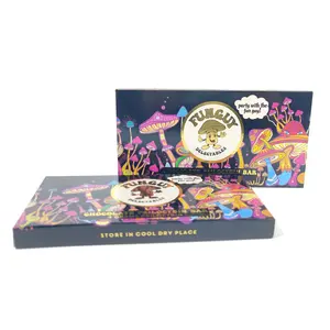 Boîte de choco de shroom holographique personnalisée, boîte de 4 grammes, boîte de papier d'emballage de barre de chocolat de champignon magique de micro-dosage