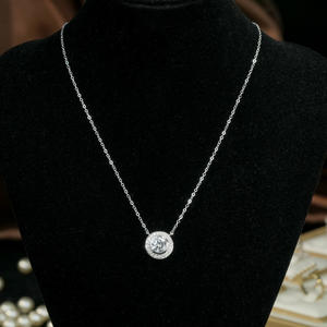 Custom GRA 925 Sterling <b>Silver</b> Round Brilliant Cut Luxury Moissanite D Color VVS Link <b>Chain</b> Necklace <b>Pendant</b> for Women - Product Image 1
