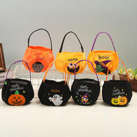 Bolsa de dulces de Halloween portátil, bordada con fantasmas y calabazas, ligera, para recuerdos de fiesta infantil y decoración