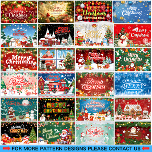 Vui vẻ bên giáng sinh bối cảnh Polyester biểu ngữ có màu đỏ bối cảnh màu xanh lá cây thông lá bông tuyết và trang trí đầy màu sắc - Product Image 5