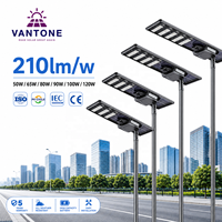 Lampadaire Solaire LED Tout-en-un Haute Luminosité 180LM/W IP65 avec Batterie LiFePO4 Double MPPT et Capteur de Mouvement pour Autoroutes et Routes