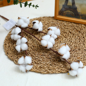 Flores Secas Artificiales de Algodón QIHAO, 9 Cabezas, Jarrón Cilíndrico Blanco, Decoración para Sala de Estar, Decoración del Hogar - Product Image 2