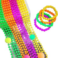Collier et bracelet fluorescents en plastique pour fête dansante, rassemblement, décoration d'anniversaire, photo phosphorescente