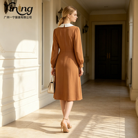 Robes marron élégantes 2026 pour femmes, tenues de bureau, nouvelle mode, conception moderne, style tempérament, fabrication OEM/ODM par marque privée