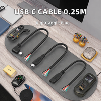 Kabel Data Pengisian Daya Tipe-C Female Sudut Kanan Single End 2 Core 2m untuk Ponsel Kamera Konduktor Tembaga Murni Selubung PVC