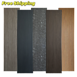 Entrepôt américain livraison gratuite matériaux d'insonorisation panneau mural à lattes acoustiques lamelles de bois panneau acoustique PET - Product Image 1