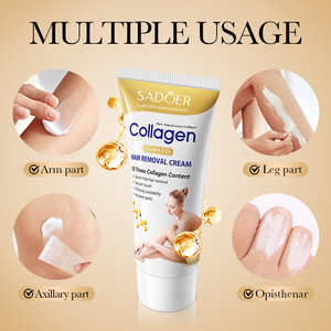 Crema Depilatoria SADOER con Colágeno de Oro para Mujeres, Aroma Natural, Suavizante Corporal, Crema Depilatoria Permanente para Hombres - Product Image 3