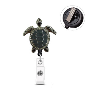 Wholesale animal turtle alloy easy-open <b>buckle</b>, dripping oil, rhinestone-encrusted document puller, 360-degree rotating - Product Image 1