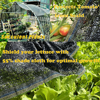Filet d'ombrage de jardin 55% noir, maille anti-UV, protection solaire, idéal pour légumes, fleurs, bacs surélevés, abris solaires pour plantes