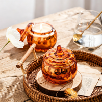 Halloween Sojawachs Aromatherapie-Kerzen Geschenkset Sternenhimmel Kürbis Becherhalter Dekoration für Zuhause und Partys