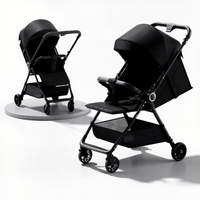 Poussette bébé pliable et légère avec cadre métallique robuste, siège inclinable bidirectionnel, possibilité de s'asseoir/décrocher, design compact et pliable.