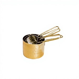 Outil de cuisine en acier inoxydable martelé tasses à mesurer tasses à mesurer de forme ronde de qualité exclusive d'Inde - Product Image 1