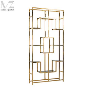 Meubles de bibliothèque modernes et luxueux pour la maison, le salon, le présentoir, en acier doré, la bibliothèque et le métal. - Product Image 4