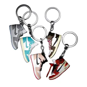 sneaker keychain pvc plastic jordan sneaker keychain basketball mini basketball shoes creative personalized gifts with box