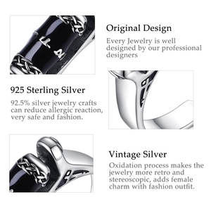 Anillos Ajustables de Plata de Ley 925 con Runas Vikingas y Obsidiana, Anillos Antiestrés Celticos, Venta al por Mayor de Joyería - Product Image 6
