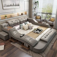 Günstiger Preis Komfortables Wohnmöbel Doppelbett Multifunktionales Weichleder Schlafzimmer Stauraum Massagebett mit USB