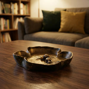 Cendrier de bureau chinois traditionnel avec forme florale et finition naturelle pour usage domestique - Product Image 1