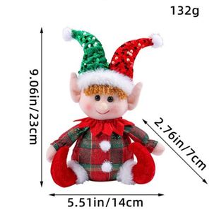 Muñeco decorativo de elfo de Santa Claus sentado, estilo Rudolph con gorro de lentejuelas y cuadros, de tela no tejida, para escaparates, decoración de costura transfronteriza. - Product Image 4