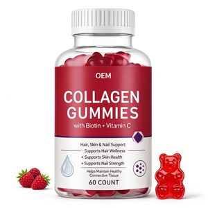 Gummies au collagène et à la biotine avec sélénium, saveur fraise, en forme d'ours, favorisent la santé des cheveux, des ongles et de la peau pour adultes – En stock - Product Image 1