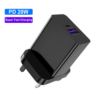 Adaptateur de chargeur double port USBA USBC PD 20W | US EU UK Plug 5A Chargeur mural de voyage à charge rapide