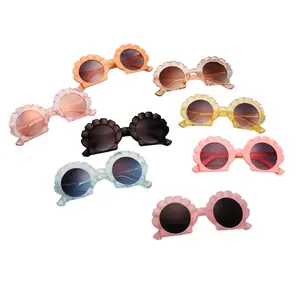 New Children's Sunflower Shell Jelly Color Sunglasses Fashionable PC Frame Material With UV400 Protection For Girls And Boys