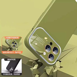 Luxe <span class=keywords><strong>grande</strong></span> fenêtre lentille <span class=keywords><strong>Film</strong></span> de Protection liquide Silicone caoutchouc huile microfibre étui de téléphone portable pour Iphone 12 13 14 15 16 Pro Max - Product Image 6