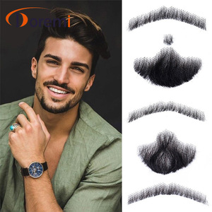 Peluca de pelo Remy para hombre tejida a mano, accesorios de maquillaje de cara fácil con guía de vídeo, barba falsa de la vida Real - Product Image 4