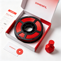 Filamen DIMENFIL PLA Basic Merah Cina 1.75mm 1KG 200C Anti Melengkung Bahan Cetak 3D FDM Merah Klasik Merah Meriah Produk Terlaris