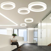 Lustre LED annulaire moderne de 60 mm de large, hauteur réglable, en aluminium, taille moyenne, pour bureau, bar à domicile