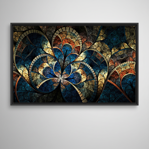 Elegant Fractal Gold Pattern Printed <b>Canvas</b> Artwork - Modern Decor,BLACK <b>FRAMED</b> <b>CANVAS</b> - Product Image 2