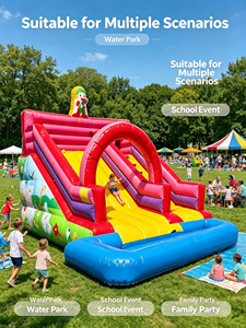 Toboggan aquatique gonflable tropical géant à double piste avec piscine amovible, château gonflable pour enfants, idéal pour les parcs d'attractions - Product Image 2