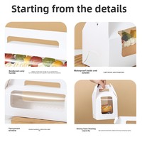 Boîte d'emballage carrée pour gâteau roulé et mousse, boîte à emporter transparente en papier blanc pour gâteau, emballage alimentaire