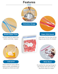 Bolsas de plástico transparente para almacenamiento de alimentos, embalaje para mantener el pan fresco personalizado, ziplock, para congelador, venta al por mayor - Product Image 6