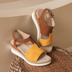 2025 Summer Open Toe Wedge Platform <b>Sandals</b> for Plus Size Women Elastic Slip-On Closure New Design Dropshipping - Product Image 3