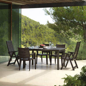 Poltrona reclinabile Legno (confezione da 2) Sedia da giardino multi-posizione Arredamento da esterno Poltrona in polipropilene con effetto legno - Product Image 2