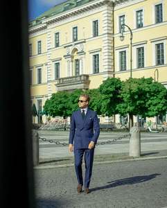 Yeni akıllı nedensel Custom Made mavi erkekler için takım elbise parti balo 2 parça zarif Arket blazer üst yaka smokin (ceket + pantolon) - Product Image 4