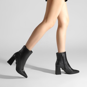 Bottines à bout pointu en peau de serpent <span class=keywords><strong>pour</strong></span> femmes, bottines à talon bloc épais avec fermeture éclair latérale et boucle, bottes sexy <span class=keywords><strong>pour</strong></span> soirée et club - Product Image 2